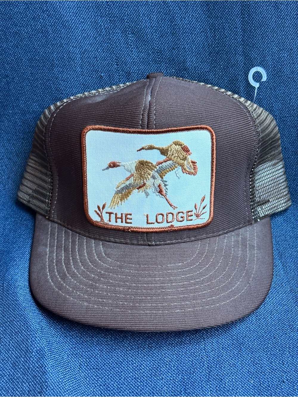 Vintage 80s Armadillo Brand Texas Hunting Duck The Lodge Trucker Hat Brown L XL